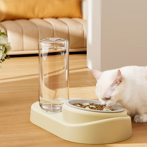 Portátil 1L elegante 3-em 1 Cat Food Water <span class=keywords><strong>Bowl</strong></span> Set plástico Pet Bowls com gravidade Water Feeder Ear Design para proteção do pescoço - Product Image 3