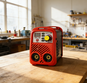 Máquina de Soldadura MMA Compacta y Mini con Carcasa Resistente en Rojo y Negro y Enfriamiento Eficiente para Uso en Talleres y Garajes - Product Image 5