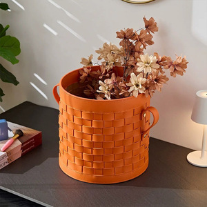 <span class=keywords><strong>Panier</strong></span> de rangement en cuir tissé artisanal, <span class=keywords><strong>panier</strong></span> organisateur pour salle de dressing, chambre à coucher, <span class=keywords><strong>panier</strong></span> de rangement pour sous-vêtements - Product Image 5