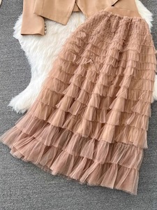 ชุดกระโปรงตาข่ายทรงเอเอวสูงสำหรับผู้หญิง 2 ชิ้น แฟชั่น - Product Image 6