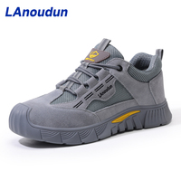 Zapatos de Seguridad LAnoudun, Estilo Casual, Color Gris, Aislamiento 10KV, Estilo Verano, Cuero de Gamuza Transpirable, Zapatos de Trabajo para Hombre, Ligeros