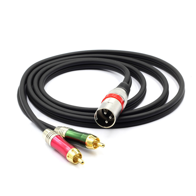 Factory Wholesale Xlr Male to Rca Male Plug Stereo Audio Cable 2 Rca to Xlr Cable Speaker