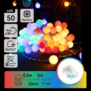 Guirnalda de luces LED de 5 m, bombillas de colores RGB, funciona con pilas 3AA; ideal para decoraciones festivas y ambientación. - Product Image 1