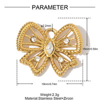 Nouveau Pendentif Papillon Trèfle à Quatre Feuilles en Acier Inoxydable Incrusté de Diamants Personnalisable 2026 pour Fabrication de Bijoux Colliers Accessoires Vente en Gros