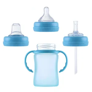 מותאם אישית לוגו טמפרטורת חישת חום צבע שינוי גבוהה בורוסיליקט זכוכית תינוק תינוק חלב האכלת מזין בקבוק תינוק בקבוק
