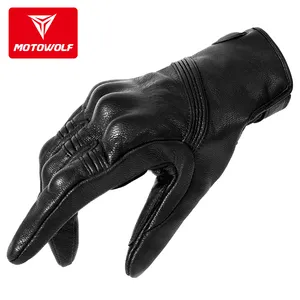 Motowolf Guantes De Carreras döngüsü siyah deri sürüş eldivenler bisiklet motosiklet için