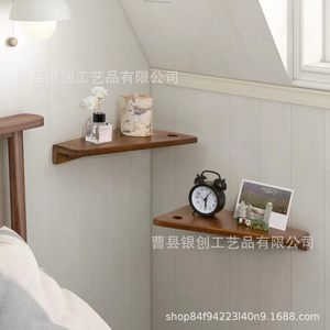 Modern Minimalist Solid Wood <b>Wall</b> <b>Shelf</b> Rectangle Multipurpose Durable For Bedroom Living Room Storage Alarm Clock <b>Mounting</b> - Product Image 2