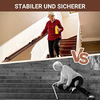 Main courante d'escalier en bois de pin Ikodm 150 cm, intérieur, brun, montage latéral, comprend des supports muraux et du matériel de montage
