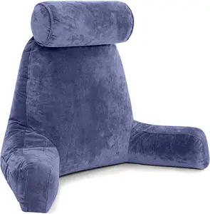 Lezen Kussen Xxl Donkerblauw Rugleuning Met Armen-Volwassen Lezen Kussen Versnipperd Memory Foam, Verwijderbare Microplush Cover