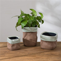 Pot en céramique personnalisé personnalisé sac en papier personnalisé créatif glaçure givrée jardinière pot de plantes en céramique pour la décoration intérieure