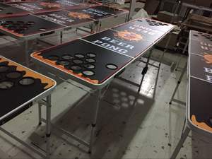 Mesa de beerpong plegable directa de fábrica, mesa de beerpong plegable portátil de 8 pies, mesa minimalista de aluminio para exteriores - Product Image 4