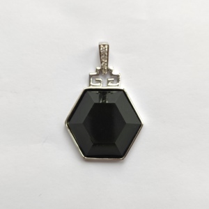 Colgante Hexagonal de Plata 925 con Ágata Negra - Product Image 1