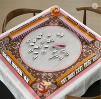 Tuiles de Mahjong américaines en acrylique rose, ensemble de jeu de divertissement