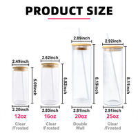 Gobelets en verre à haute teneur en borosilicate Tasses en gros en vrac avec couvercles et pailles Tasses à sublimation Party Favors Bouteille de jus