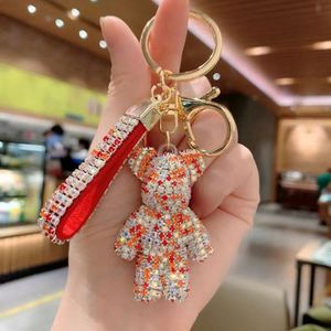 <b>Custom</b> Rhinestone Bear Diamond <b>Key</b> <b>Ring</b> Leather Strap Wristlet Car <b>Key</b> Chain Bag Charm Crystal Bling Keychains - Product Image 2