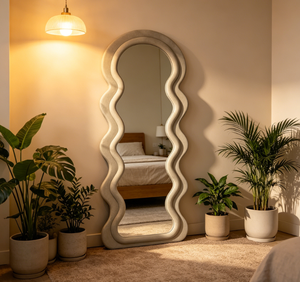 Tendencia 2025 – ¿Qué es lo que hace especial este espejo de cuerpo entero de lujo estilo Art Deco? Marco de Terciopelo Hecho a Mano, Ecológico e Irrompible para Pared - Product Image 3