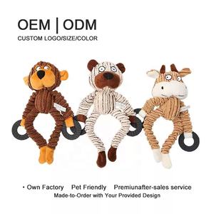 Jouet en peluche créatif pour chien de petite taille, avec anneau en cuir interactif, son interactif et nœud, pour <span class=keywords><strong>la</strong></span> formation, <span class=keywords><strong>la</strong></span> décompression et le mastication des dents - Product Image 1