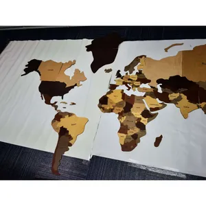 カスタマイズされた3Dウッドトラベルトリック木製世界地図壁の装飾