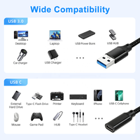 Cable USB C Hembra a USB Macho, 10 Gbps, USB 3.0 Tipo A Macho a Tipo C Hembra, Extensor Convertidor, USB 3.2 Gen 2 OTG para Laptop USB