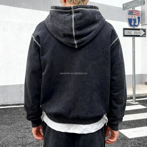 เสื้อฮู้ดซิปคู่ขนาดใหญ่พิเศษมี500แกรมเสื้อมีฮู้ดผ้าเฟรนช์เทอร์รี่แอซิดแบบเย็บปะติดออกแบบได้ตามต้องการ - Product Image 2