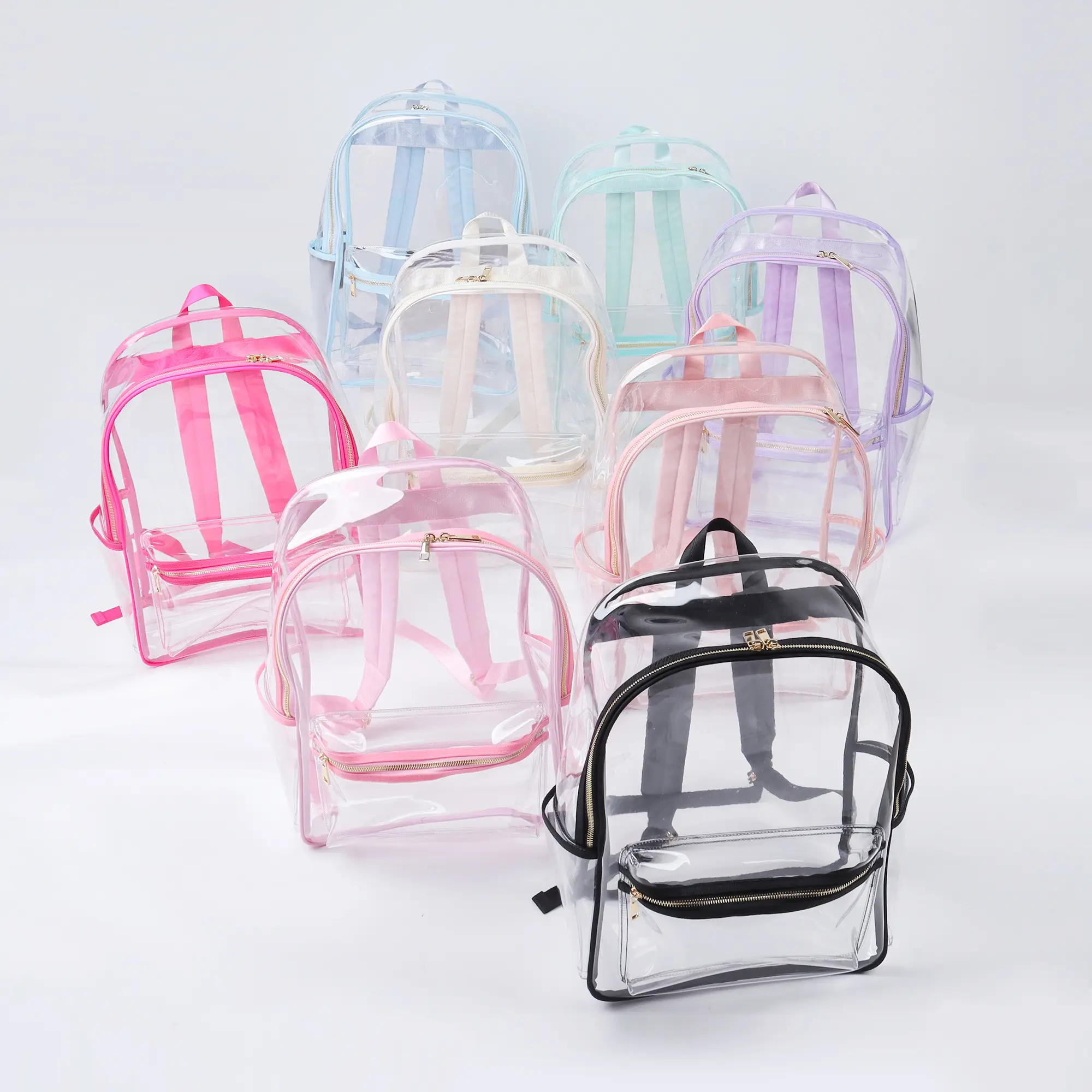 Boys Girls Large Capacity Heavy Duty Game Day Clear Bags Women Men Stadium Approved Bags Casual Sports Backpacks PVC Backpack