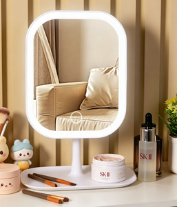 LED Vanity <b>Mirror</b> Stand Up <b>Makeup</b> <b>Mirror</b> <b>Lighted</b> Cosmetic <b>Mirror</b> <b>with</b> Tray for Bedroom Dressing Table - Product Image 3