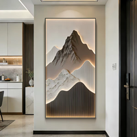 Peinture décorative LED moderne à entrée verticale, Paysage 3D en porcelaine cristalline Tan Mountain, Art mural pour la maison et l'hôtel