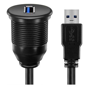 用于汽车卡车船摩托车仪表板面板的USB 3.0公对母辅助齐平安装延长线-(6英尺-2米)-黑色 - Product Image 2