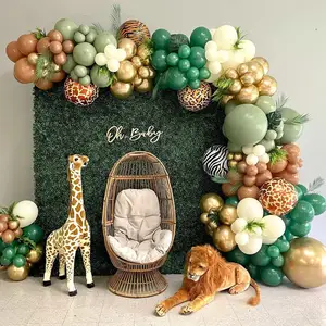 Hot Sale Baby Shower Party Decoration Green Black And Gold Balloon Garland Arch Kit