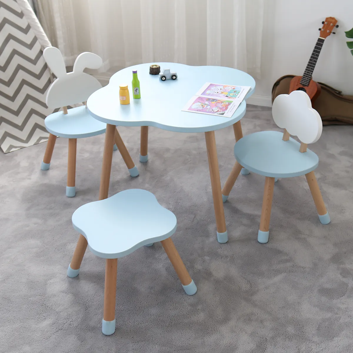 Ensembles de meubles pour enfants Table de jeu en bois ensemble de chaises pour enfants tout-petit Bluey Table et chaise fille ensemble de chambre pour les fêtes