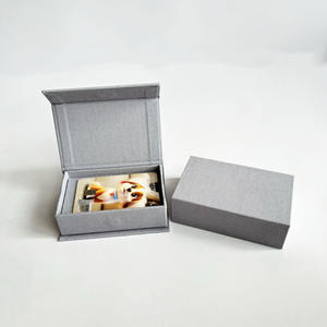 Impressão pacote creme cinza linho caixa fotógrafo presente 4*6 5x7 foto linho impressões segurando caixa para vidro USB flash drive - Product Image 5