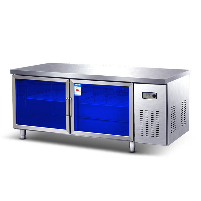 Commercial Glass Door Undercounter Refrigerator Coffee Shop Workbench Table Chiller with Storage
