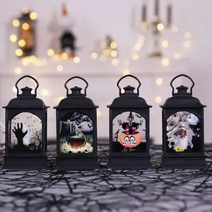 Креативная композиция мини-украшения для Хэллоуина, аксессуары для украшения, винтажные подвесные фонари со светодиодной подсветкой