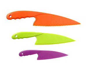 Juego de 3 Cuchillos para Ensalada con Bordes Dentados de Plástico, Cortador de Tomate y Lechuga, Herramienta para Servir, Cuchillo para Pastel para Niños, <span class=keywords><strong>Adultos</strong></span>, <span class=keywords><strong>Cumpleaños</strong></span>, Bodas - Product Image 2