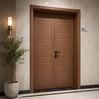 Porte intérieure WPC à double battant symétrique anti-humidité, panneaux de taille égale durables, résistante à l'usure, personnalisable pour maison, certifiée ISO