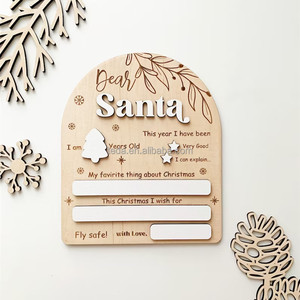 <span class=keywords><strong>Lettre</strong></span> réutilisable pour enfants personnalisée en usine au père noël, tableau blanc en bois pour enfants signe d'accessoires photo père noël - Product Image 4