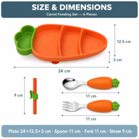 Carotte en forme de Silicone dessin animé enfant en bas âge alimentation ensemble bol cuillère fourchette bavoir de qualité alimentaire sans BPA aspiration bébé enfants sevrage vaisselle
