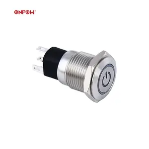 Onpow interruptor momentâneo do botão, 16mm, alimentação do interruptor led de aço inoxidável ONPOW6116-11ET/s, ce, resistência