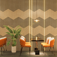 Mur en bois MDF écologique décoratif, NRC 0.8, réduction du bruit, design moderne pour hôtel, appartement, chambre, salon, école, modèle 3D