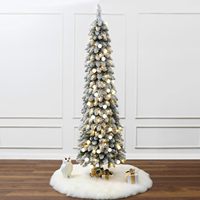 Sapin de Noël floqué pré-éclairé de 1,8 m, sapin d'épinette réaliste et mince avec 250 LED blancs chauds et multicolores et télécommande