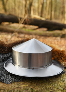 Traditional 13th Century Kettle Hat Handmade Steel Helmet with Leather <b>Liner</b> Medieval Style Armour Decorative Collectible Item - Product Image 5