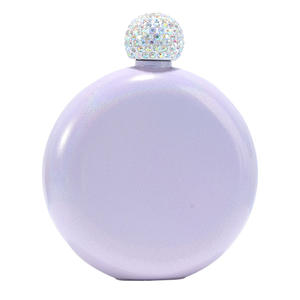 Frasco redondo brillante colorido para mujer, regalo personalizado de 5oz y 8oz, Petaca redonda con purpurina de acero inoxidable con tapas ostentosas - Product Image 5
