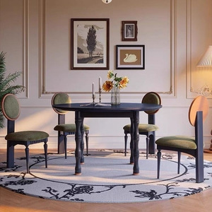 Nordic Cream Retro French Solid Wood Dining Chair Upholstered Modern Minimalist Design For Dining Room Adult Use - Product Image 1