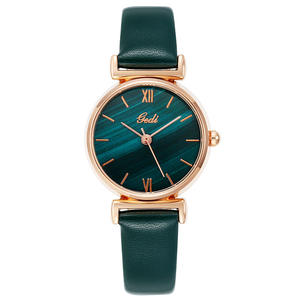 Montre pour femme élégante artistique rétro petite montre ronde polyvalente INS Style bracelet en cuir montre pour femme à quartz - Product Image 1