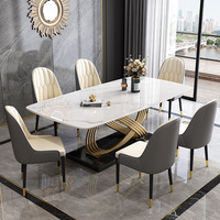 Ensemble de table à manger de luxe moderne et minimaliste extensible en métal et pierre frittée pour la maison et la cuisine