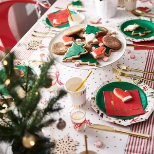 DAMAI Custom Disposable Party Plates and Cups Christmas Party Santa Disposable Cutlery and Tableware Set - Product Image 3