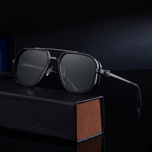 Lunettes de soleil Tb Noir pour hommes, monture carrée, en alliage de cuivre noir, verres PC UV400, emballage en boîte - Product Image 1