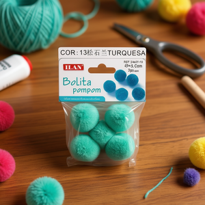 Pompon in Lana 3,5 Cm Turchese per Decorazioni Artigianali - Product Image 3