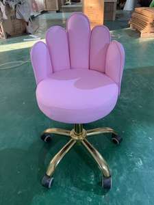 Silla de Técnico Moderna de Cuero Rosa, Pequeña, de Lujo, Ajustable en Altura y Giratoria, Sillas de Barbero en Venta - Product Image 2