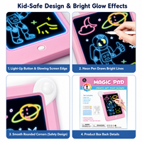 Tablette de dessin lumineuse à 8 effets lumineux, thème astronaute, tablette de dessin électronique réutilisable pour enfants, cadeau